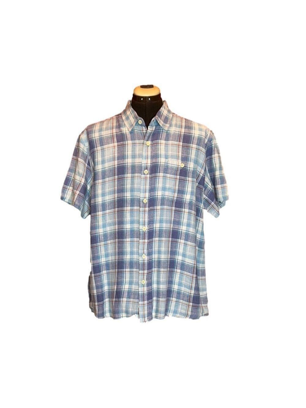 GRAYERS CLOTHIERS Men’s Plaid Short Sleeve Button Down Shirt, Size XL